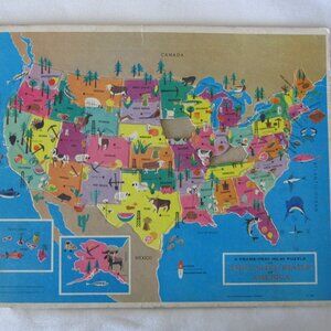 1965 Watkins Frame Tray Puzzle #4909: United States Map